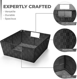 Hand gewebte <span class=keywords><strong>Mesh</strong></span>-Körbe für Leinens chrank Organizer Rechteckige Nylonriemen-Aufbewahrung körbe für Regal und Hei morgan isation