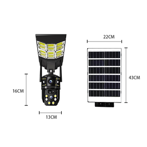 HD 4MP Lente dual IP LED Street Light Cámara Domo Red 4G Batería solar CCTV Sistema DE SEGURIDAD Visión nocturna Nube Wifi Tarjeta SIM