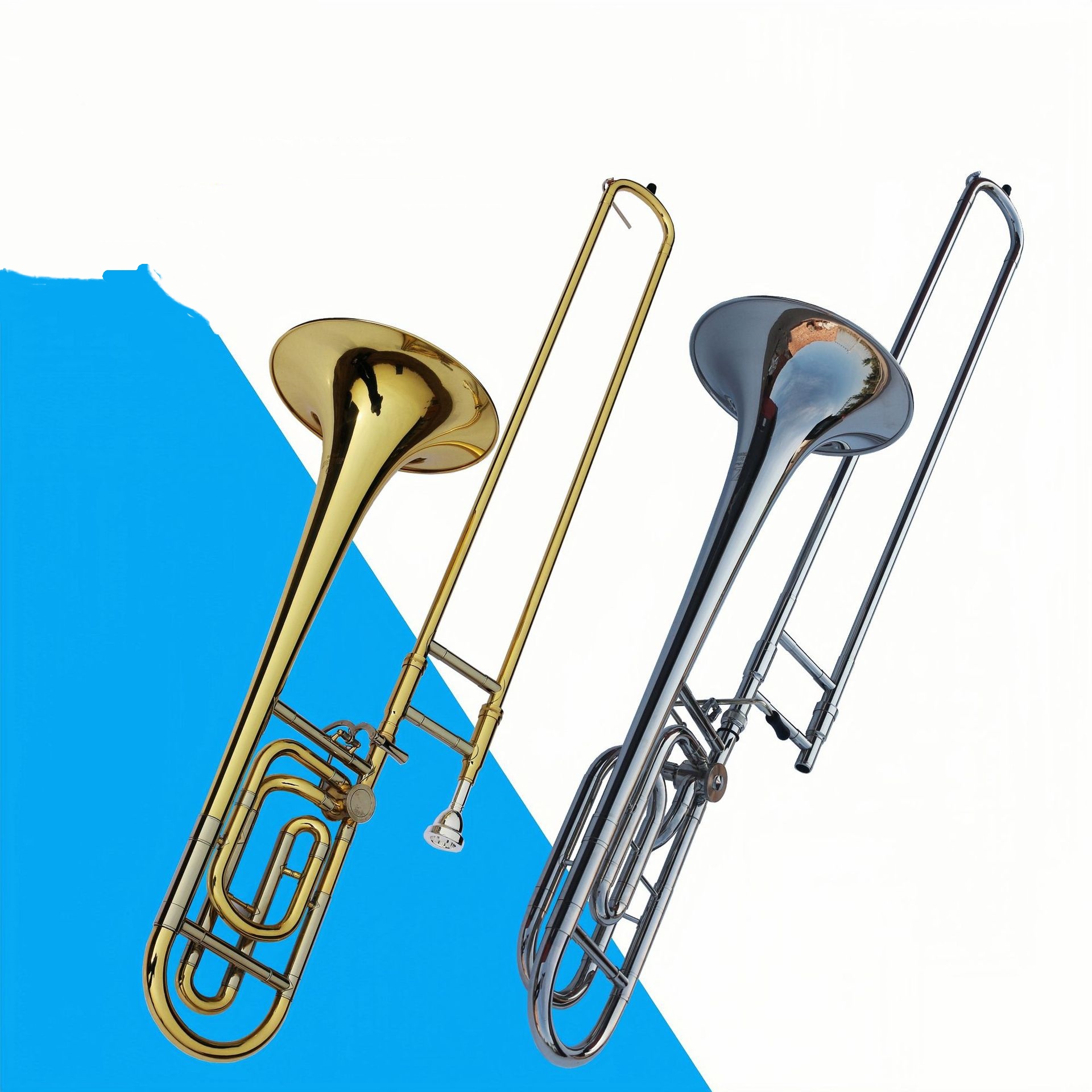 Trombone à clé nickelé blanc