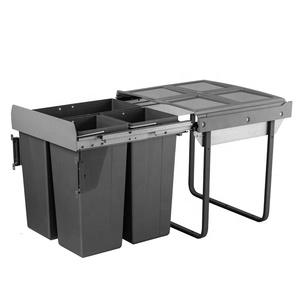 Cubo de basura oculto extraíble, contenedor de basura con carril deslizante, 17L, 34L