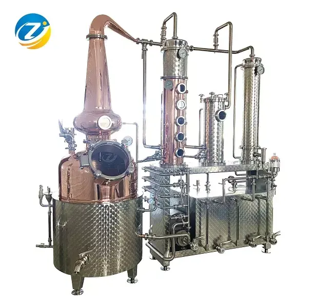 Zj 300l Nieuwe Koperen Whisky Stilstaande Drank Distilleerderij Jenever Maken Machines Distilleerder Alcoholen Distilleren Bier Procesapparatuur