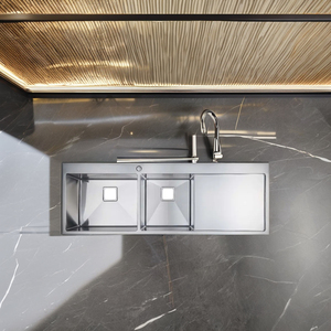 现代厨房多功能石英复合厨房水槽带排水板耐用工作站水槽 - Product Image 2