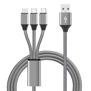 ホット3 in 1高速充電コード電話用マイクロUSBタイプCナイロン充電ケーブルマルチUSBポート複数USB充電コード - Product Image 4