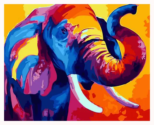 Fábrica Atacado Abstrato Animal elefante Pintura por Números Kit DIY Linho Pintura Lona