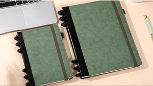 A5 taglia elegante per copertina in pelle sintetica per Notebook rilegata a disco con chiusura rilegata ad elastico e pagine ricaricabili in tasca - Product Image 2