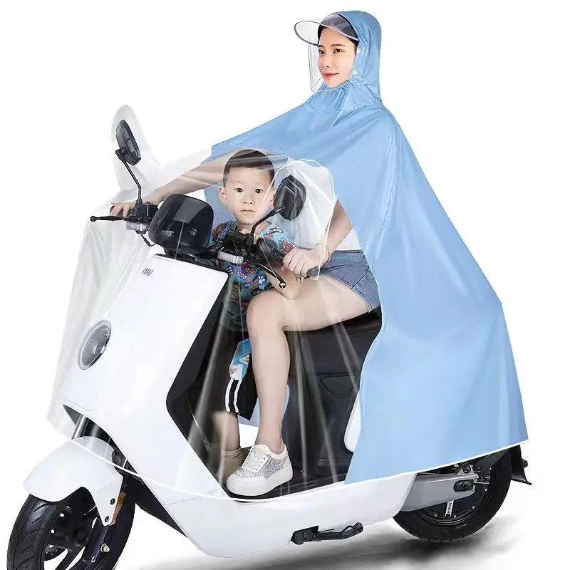 PVC épaissi allongé transparent réutilisable parent-enfant véhicule électrique veste de pluie moto imperméable vêtements de pluie