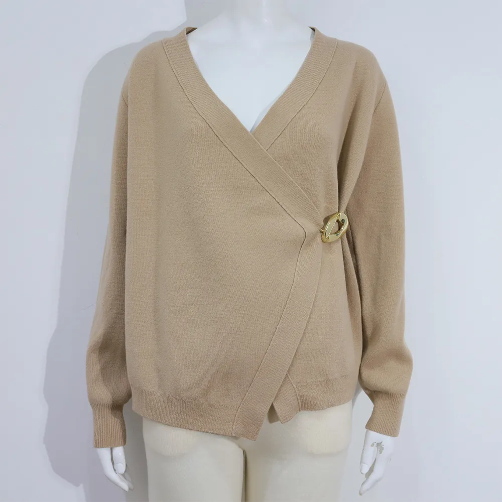 GUOOU 2023 autunno e inverno nuovo cardigan lavorato a maglia di lana da donna con fibbia a bottone in metallo