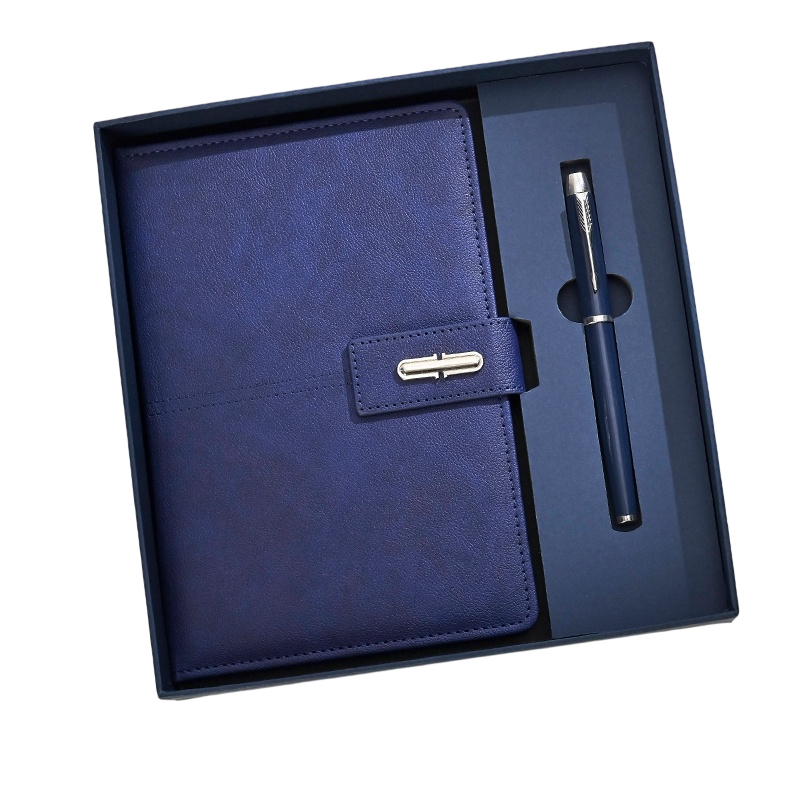 Caja de regalo azul set de 3 piezas con bolsa de mano