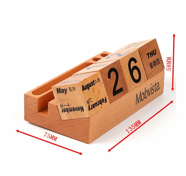Logo personalizzato calendario da tavolo in legno fai da te calendario perpetuo in legno regali