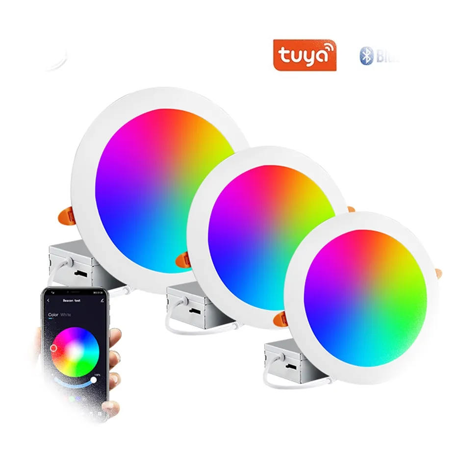 NUEVO Liangte Tuya BT Techo Empotrable 6W 9W 12W 15W 18W 24W RGB Atenuación Panel de luz LED inteligente
