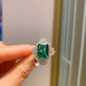 彩虹融合石红色绿色蓝色宝石戒指铂金电镀水晶戒指女士饰品批发 - Product Image 6