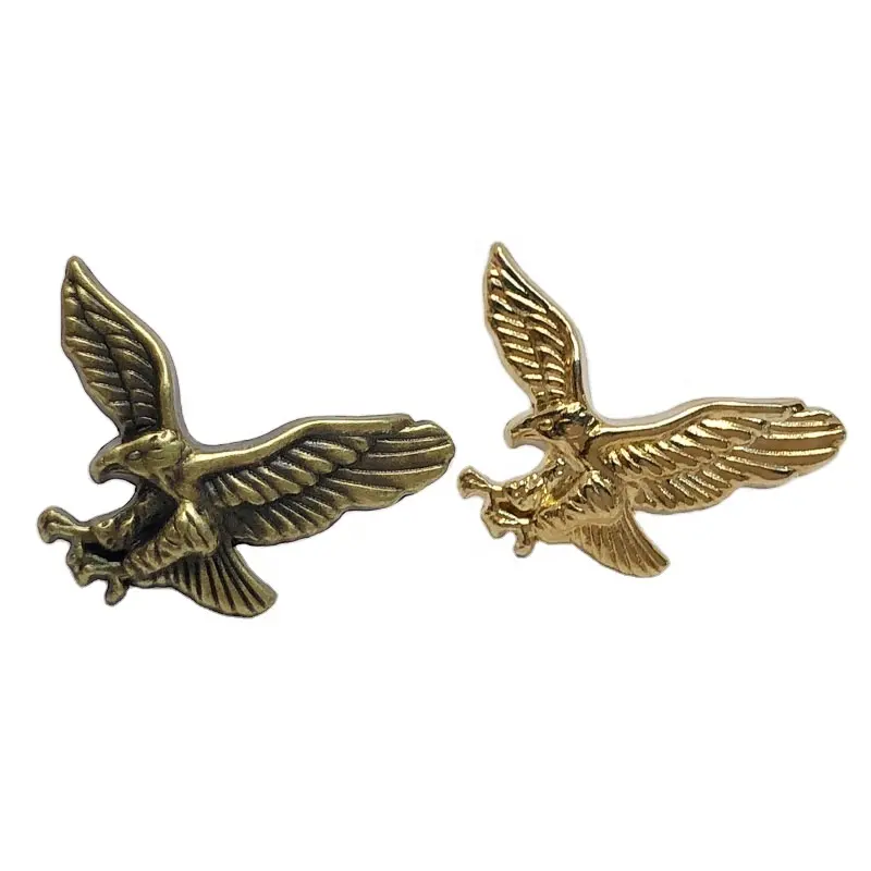 OEM trendy metal embossed bird shape lapel pin 3D mini gold eagle badge emblem