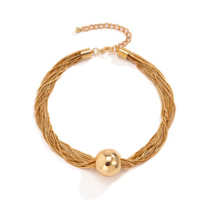 PVD 18K Gold Plated Multi-Layer Round Ball Choker Punk Ball Box <strong>Chain</strong> Fashion Exaggerate Tassel Necklace for Lady
