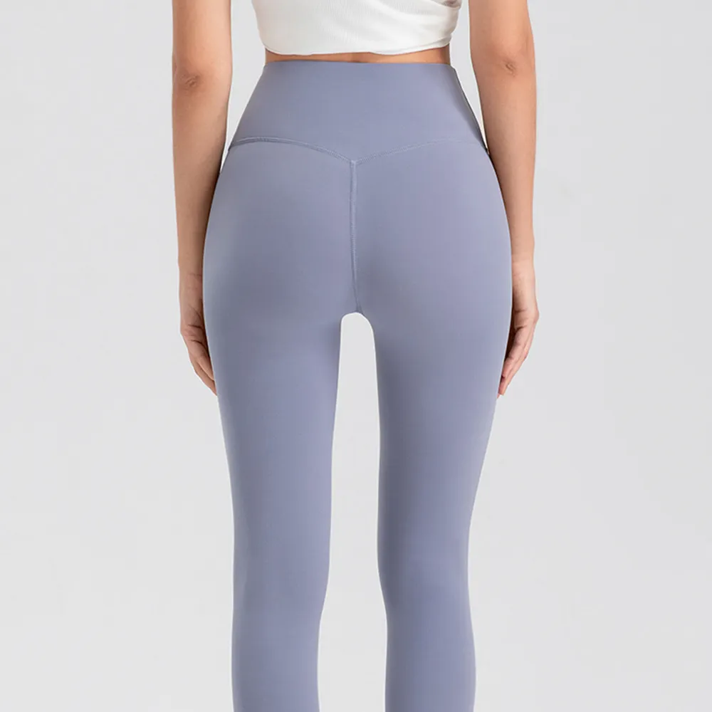 LULU, venta al por mayor, mallas de compresión, pantalones de Yoga desnudos de cintura alta para mujer, mallas deportivas elásticas
