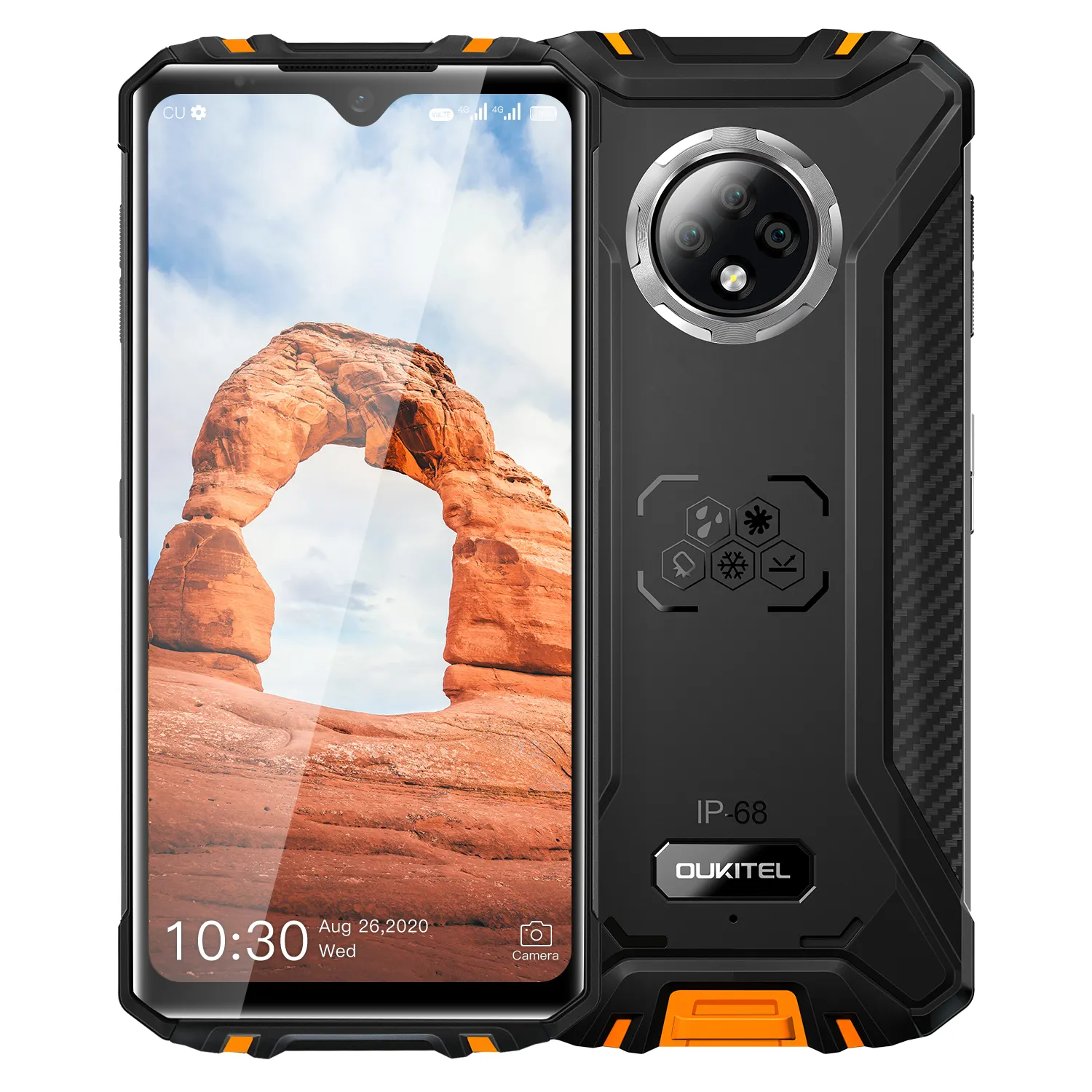 Oukitel wp8 pro nfc ip68 robusto, telefone celular esportivo 6.49 ''android 10 4gb 64gb 5000mah smartphone triplo câmera de 16mp