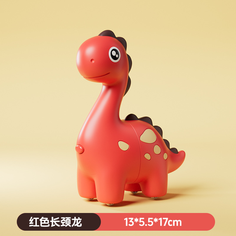 Dinosaurio telescópico rojo deslizante de cuello largo.
