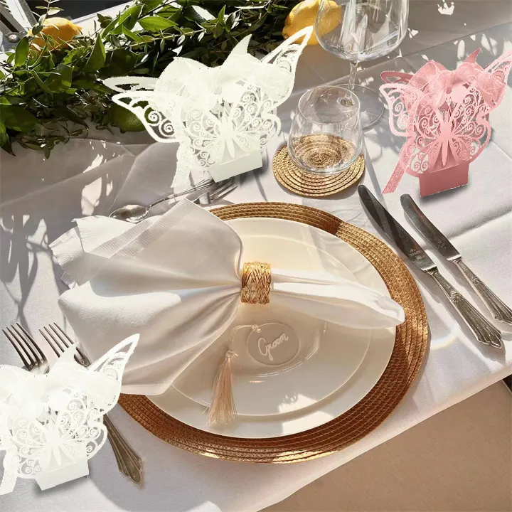 Ensemble de décoration de série de fête de mariage se marier fournitures papier papillon forme boîte cadeau boîte cadeau faveurs boîtes pour invité