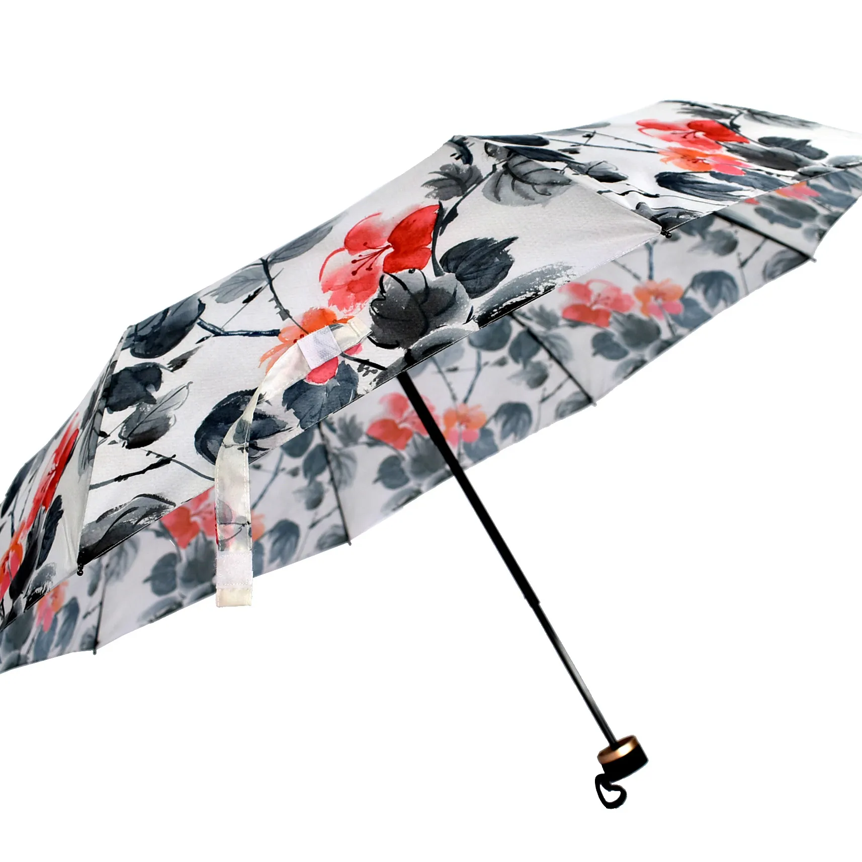 Paraguas plegable de 3 pliegues para mujer, minisombrilla bonita con estampado completo