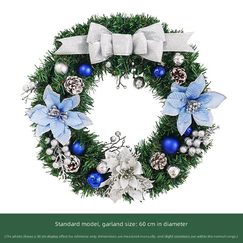 Couronne de fleurs bleues 60 cm