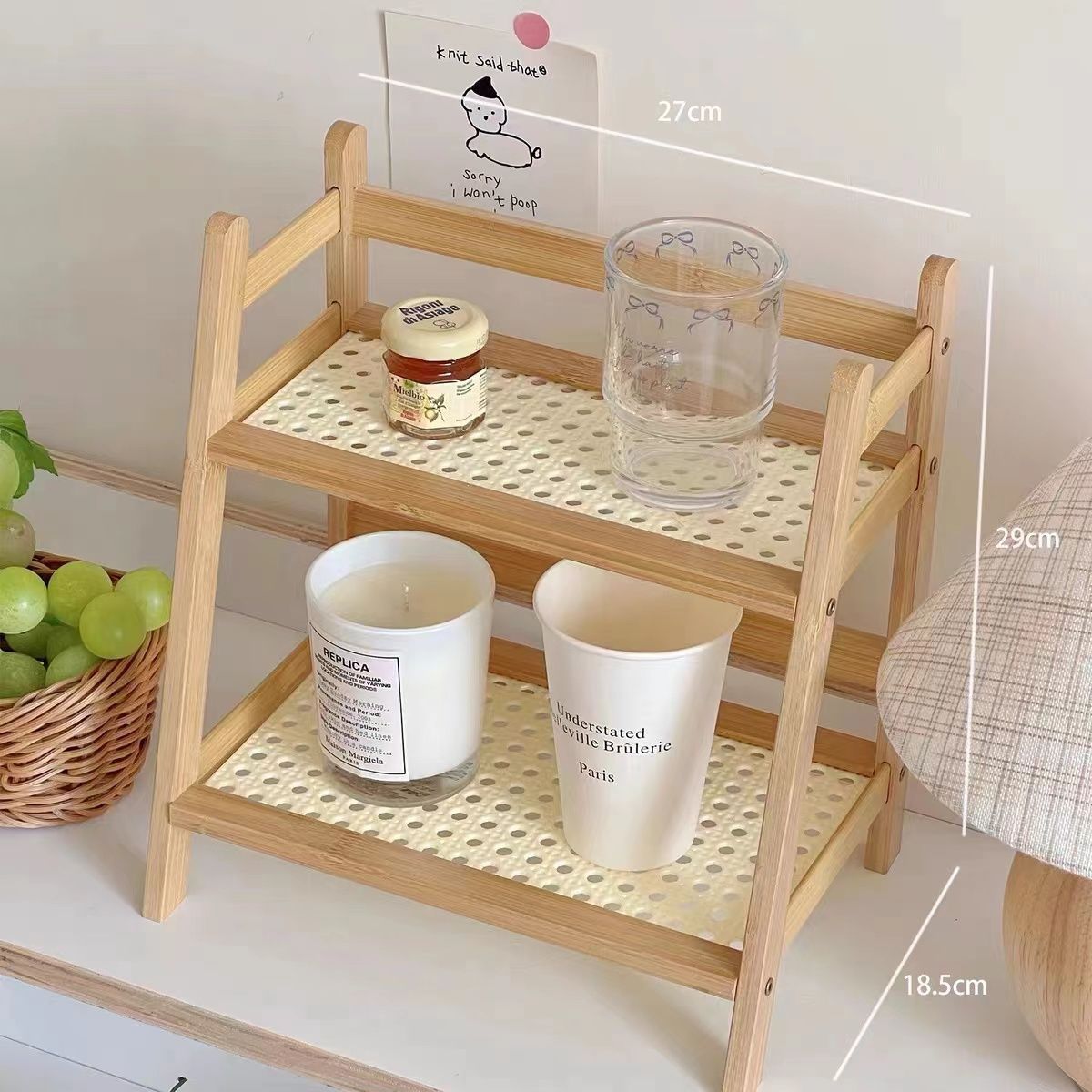 Double-layered, thickened rattan storage rack