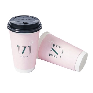 Luckytime批发圆纸部分果汁杯，带纸盖pe涂层防脂定制设计标志印刷平底