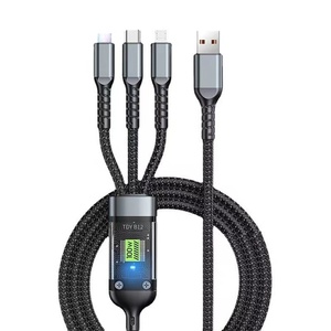 Cable de carga súper rápida 3 en 1 de 120W para teléfonos Android USB tipo C Digital Car Living Room Venta directa de fábrica para Huawei - Product Image 1