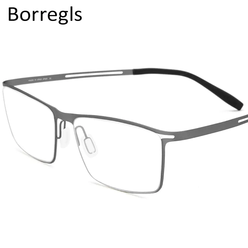 Borregls Titanium Glasses Frame Men Prescription Eyeglasses Optical Frame Screwless Korea Japan Eyewear 1874
