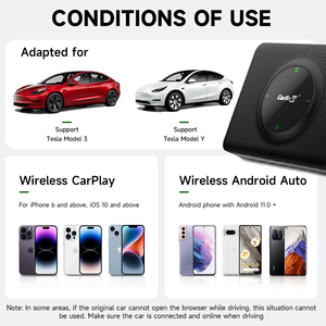Carlinkit kablolu kablosuz Carplay Hicar Hdmi USB Mmb 2.4G 5G Wifi hızlı bağlantılar Ai Tesla modeli <span class=keywords><strong>3</strong></span> X Y <span class=keywords><strong>S</strong></span> için daha Android kutusu