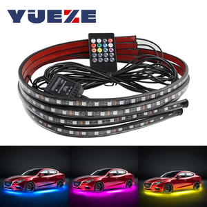 12V車フレキシブルアンダーグローストリップライトLEDアンダーボディアプリリモートサウンドコントロールRGBネオンライト雰囲気ランプ自動装飾用 - Product Image 1