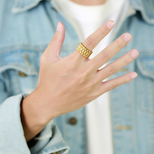 Edelstahl band Gold weiblich männlich Universal Wide Zeigefinger Ring - Product Image 3