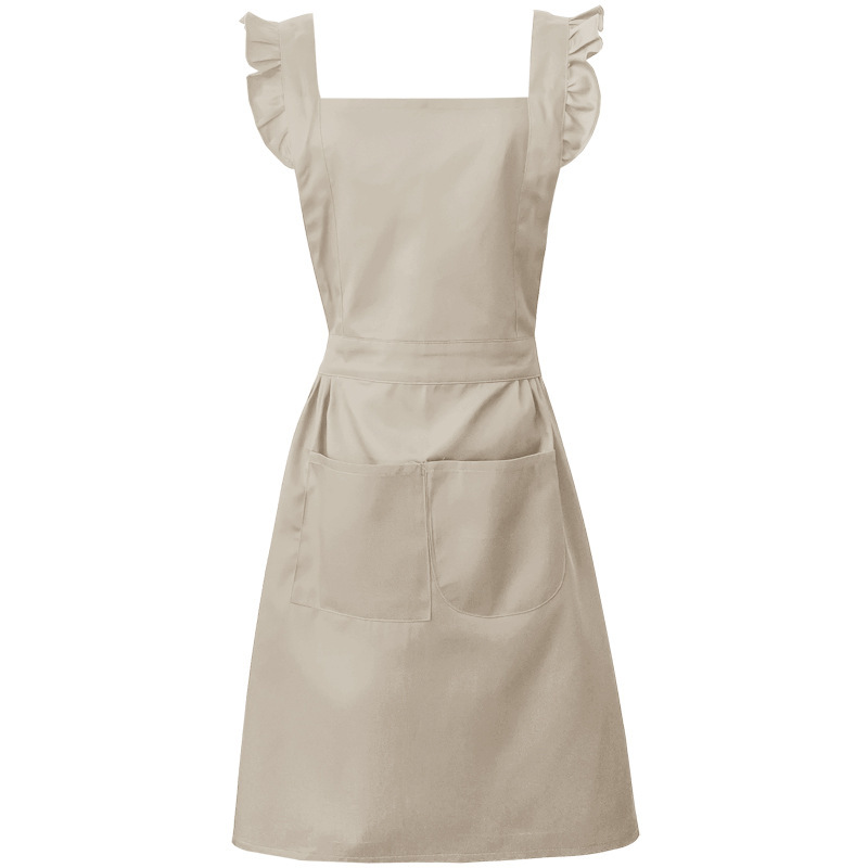 Creamy-white simple version one-piece apron