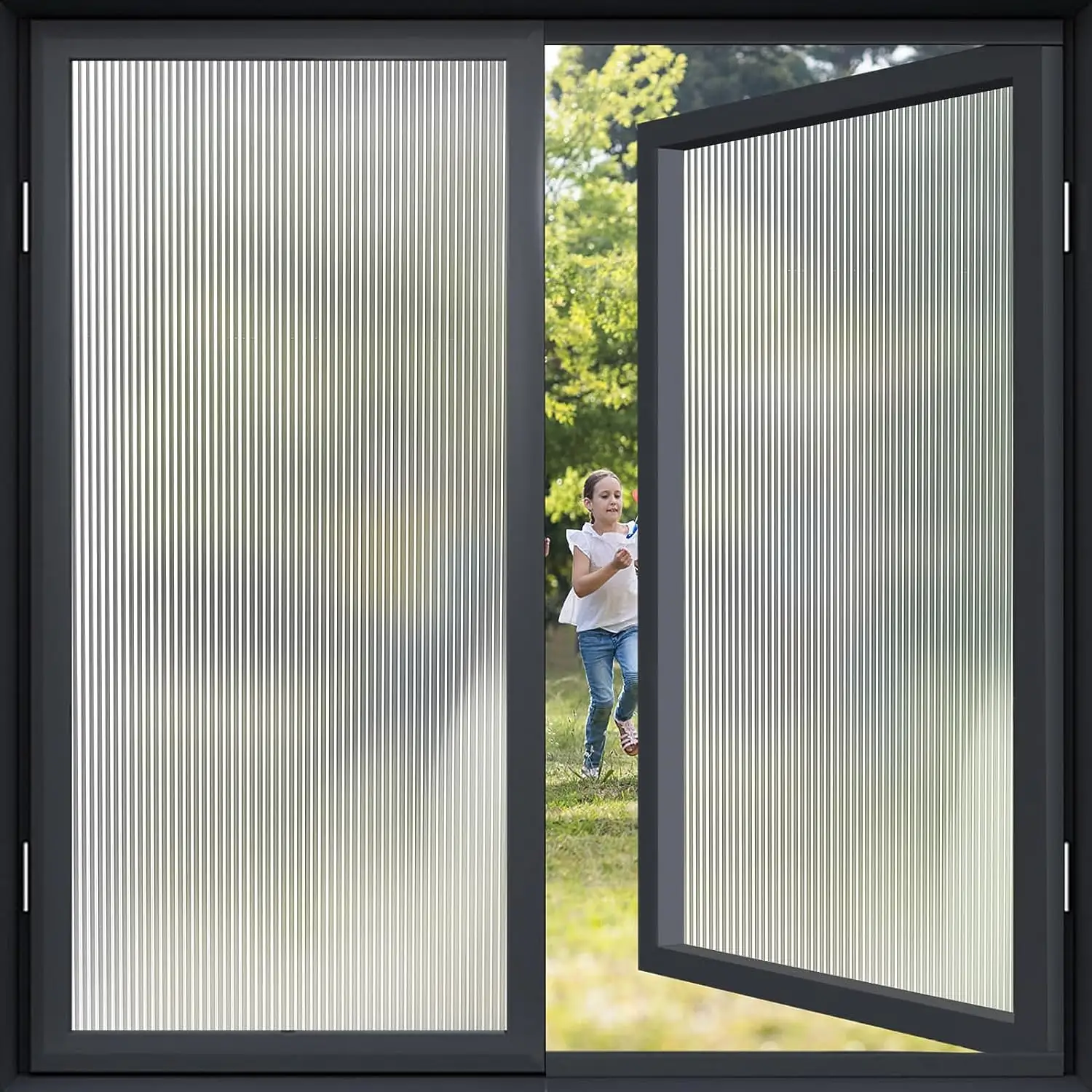 New Design 3D Reeded Glass Film Fosco Decorativo Static Cling privacidade Window Films para Banheiro
