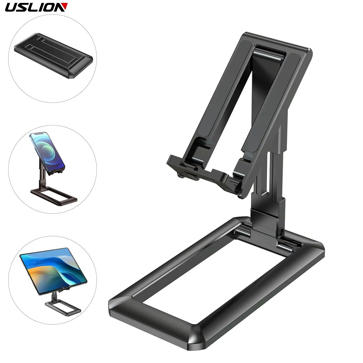 USLION Mini Folded Desktop Universal Flexible Support Smartphones Tablet Adjustable Cell Phone Holder Stand