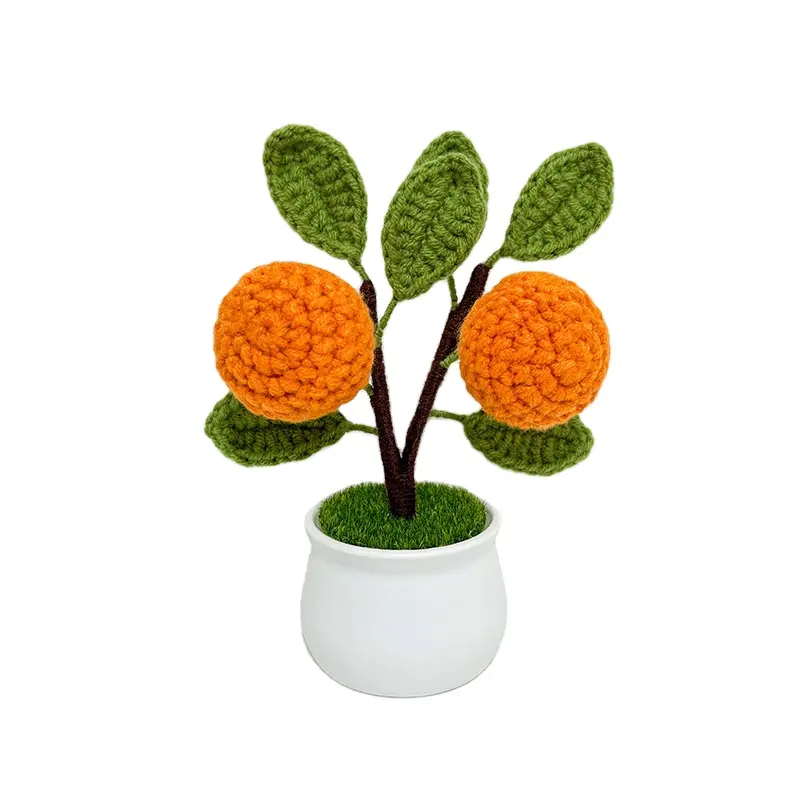 Crochet Plant Hand Woven Knitted Potted Plantas Crochet Flower Pot Para Diy Car Dash Table Outra decoração para casa