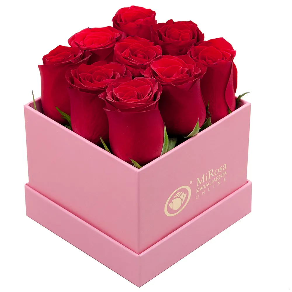 Hongxi OEM di Lusso Fancy Vuoto Cajas Para Flores di Cartone Quadrato Rigida Personalizzata Pink Rose Bouquet di Fiori Regalo di Imballaggio Scatola di Carta
