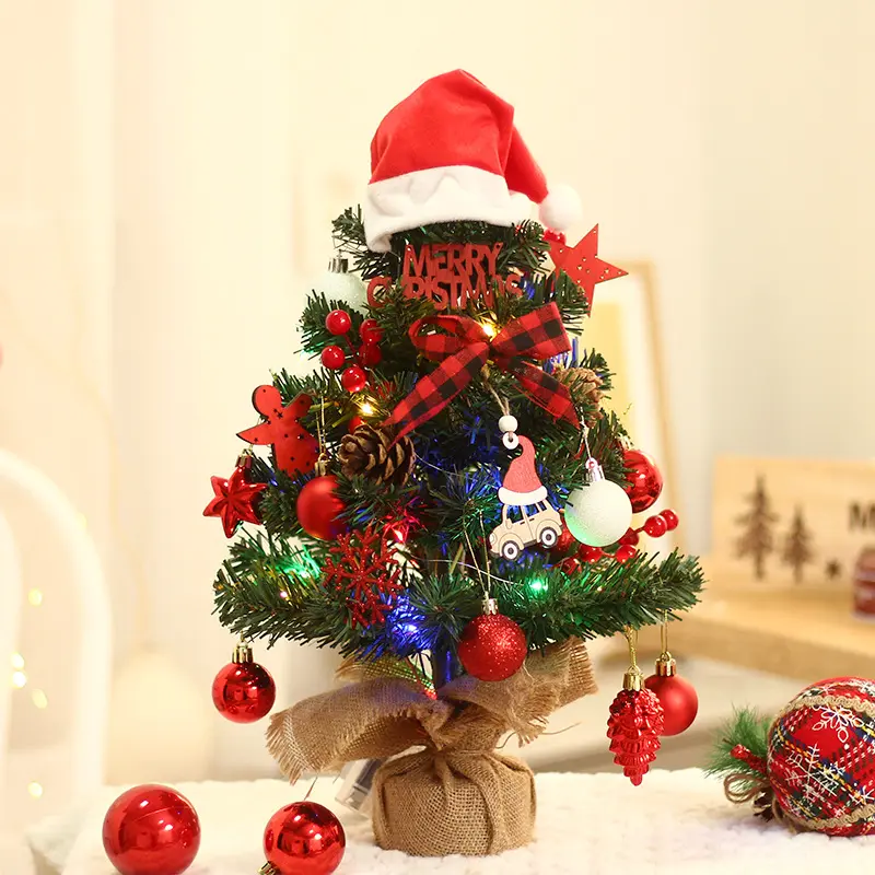 Arbres de Noël artificiels du vert 2ft d'arbre de PE accrochés par luxe vert Offre Spéciale avec la décoration de boules de Noël