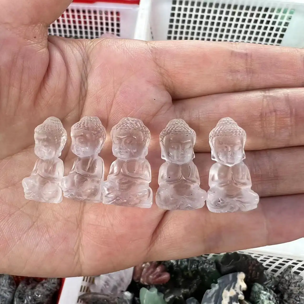 5pcs Cristal Natural Pedra Figura de Buda Estatueta Reiki Cura Pedra Artesanato Decoração Pequena Casa