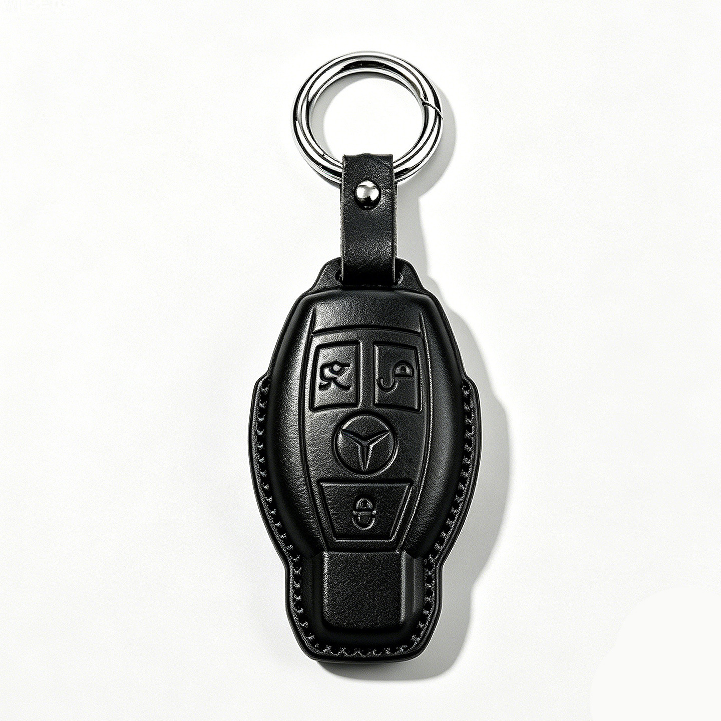 Style b-black leather case-p2 short leather buckle key case