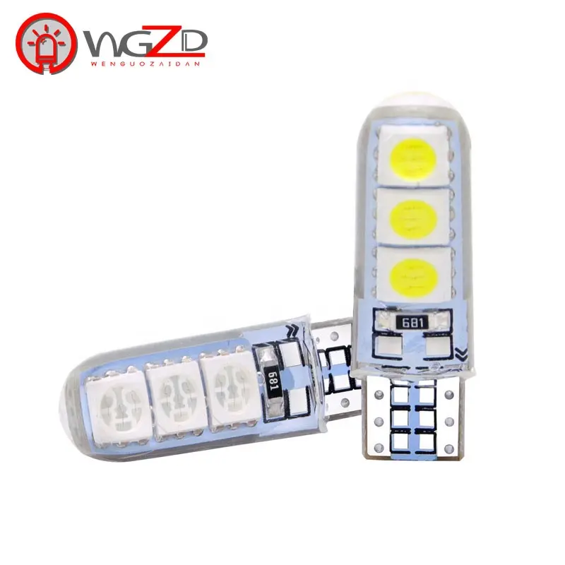 Bóng Đèn Tự Động T10 T10 T10 5050 6SMD Với Silicon PCB Silica LED Đèn Nội Thất Đèn Xe Hơi 194 168 501 Bóng Đèn Led Đèn Đọc Sách 12V