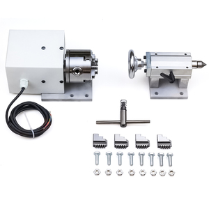 4th <strong>Axis</strong> Dividing Head 6:1 <strong>Rotation</strong> <strong>Axis</strong> <strong>CNC</strong> Rotary <strong>Axis</strong> 4 Jaw Chuck 80mm Activity Tailstock for <strong>CNC</strong> <strong>Router</strong> Engraver Milling - Product Image 2