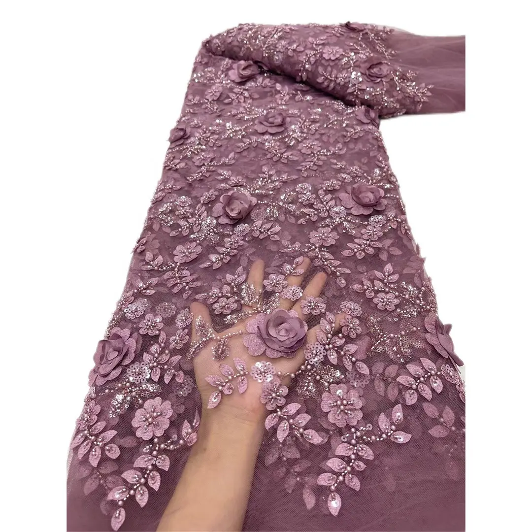 Горячая распродажа, вышитое 3D цветочное вышитое бисером свадебное платье, материал высокого качества, вечернее платье, 3d цветочное Тюлевое кружевное полотно