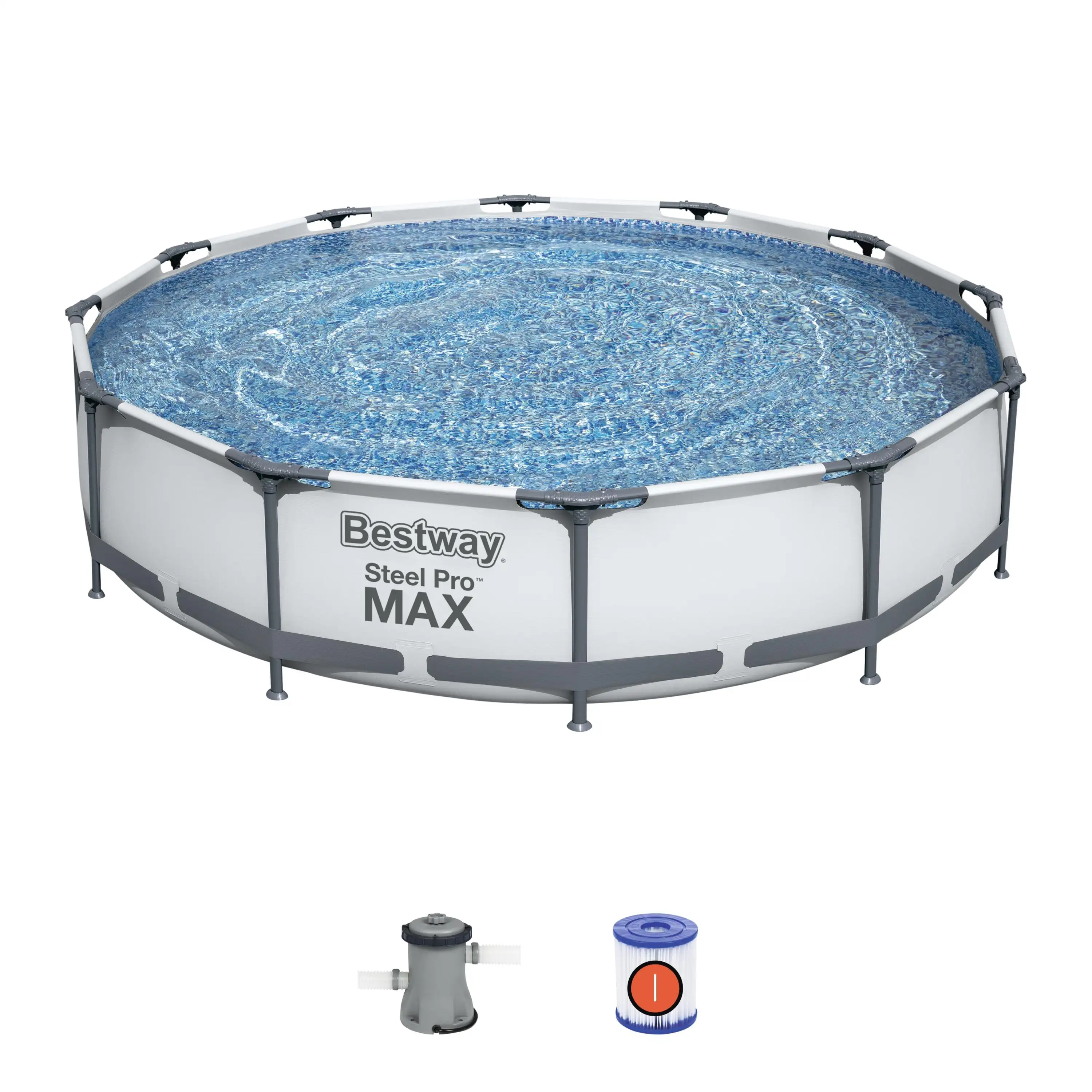 Bestway-Piscina de agua con marco de acero para adultos, Piscina de juegos al aire libre con portavasos, 56416