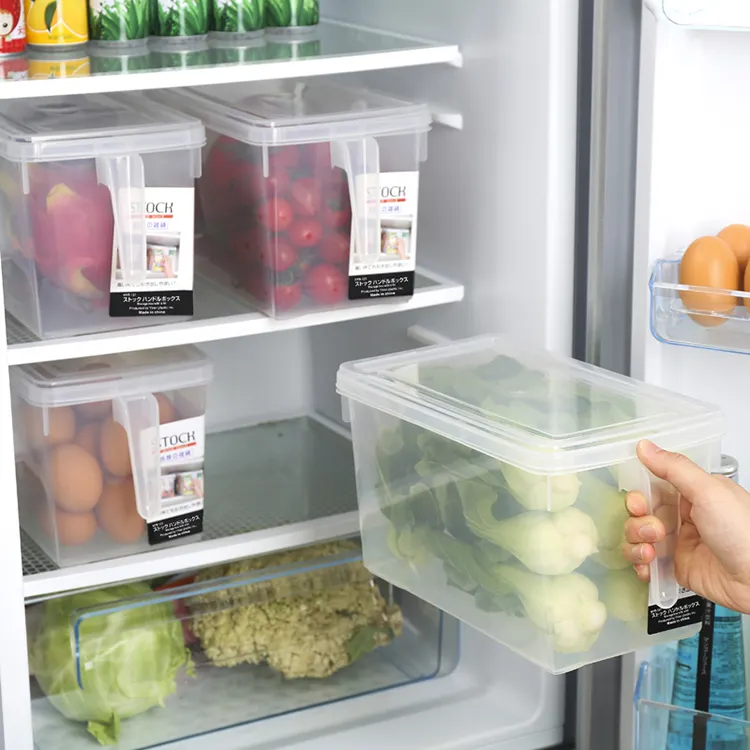 อเนกประสงค์พลาสติก PET ใสตู้เย็นตู้เย็นลิ้นชักถังเก็บอาหารคอนเทนเนอร์กล่องพร้อมฝาครอบ
