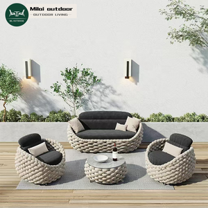 आधुनिक आउटडोर वाटरप्रूफ 3 सीट गार्डन सेक्शनल सोफा सेट पैटियो आंगन होटल विला बाहरी फर्नीचर के लिए - Product Image 1