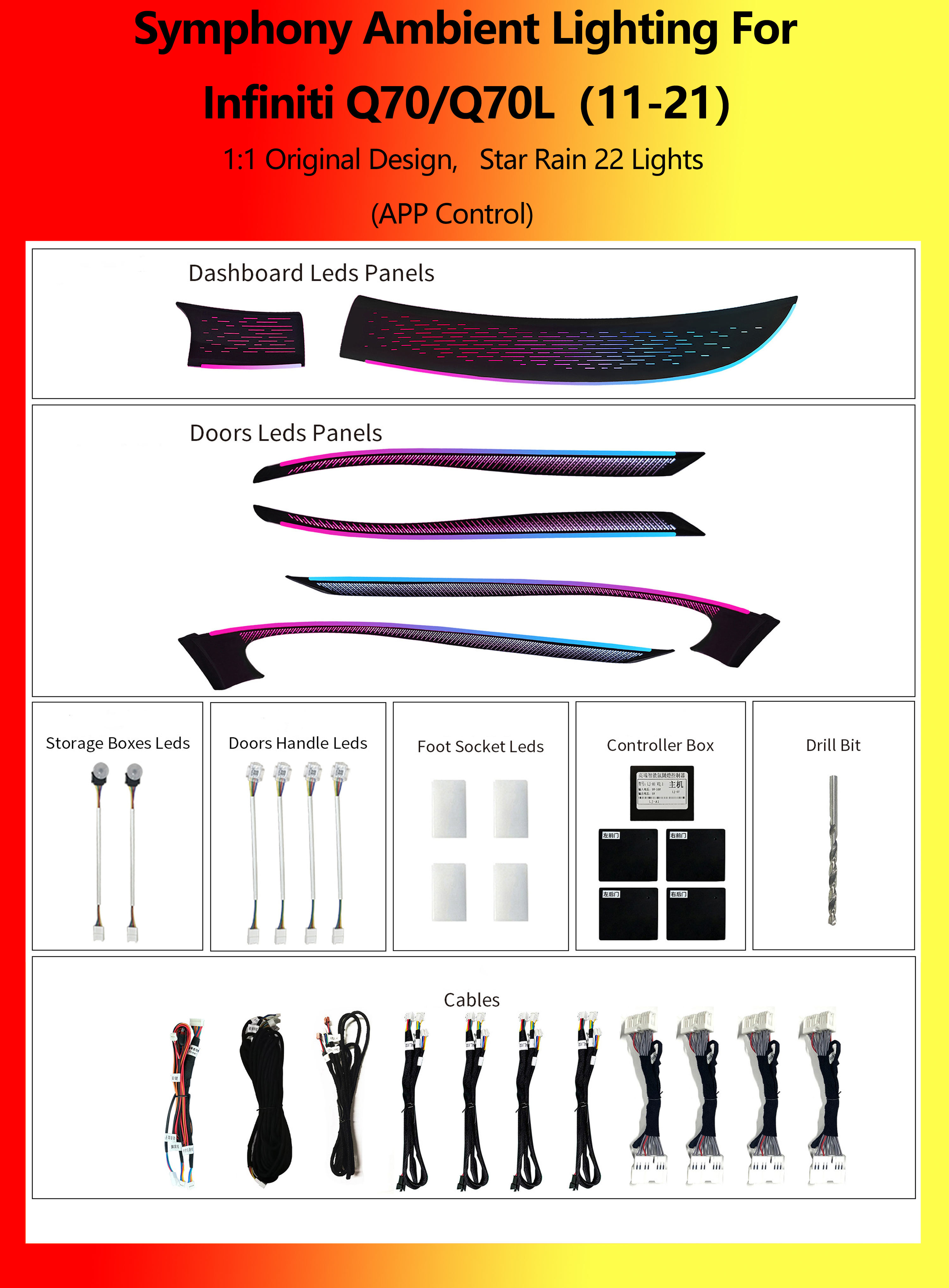 Infiniti Q70/Q70L Sinfonía de Lluvia Estelar 22 Luces