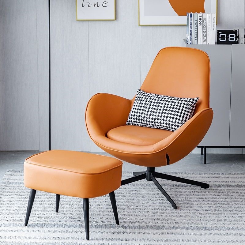 360 rotation-vibrant orange microfiber leather + foot pedal