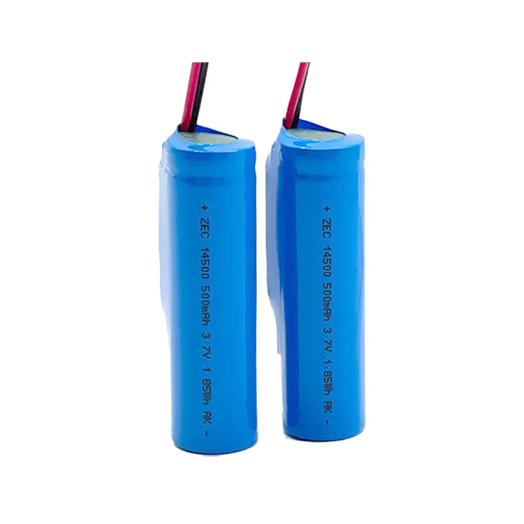 14500-500mAh 3.7V đủ dung lượng pin lithium có thể sạc lại hình trụ để cạo ánh sáng ban đêm nhỏ