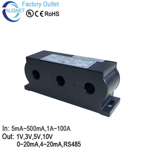 Sensore di corrente trifase QN3DB1 AC 50mA 100mA 1A 5A 10A 20A 50A 100A / 4-20mA 0-5V 0-10V RS485 trasduttore di corrente trifase