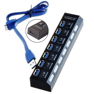 Bajeal อุปกรณ์ <span class=keywords><strong>USB</strong></span> 3.0แบบหลายพอร์ต,ฮับ7พอร์ตสามารถพกพาได้ความเร็วการรับส่งข้อมูลมีหลายพอร์ตตัวขยายพอร์ต USB30พร้อมสวิตช์ - Product Image 3