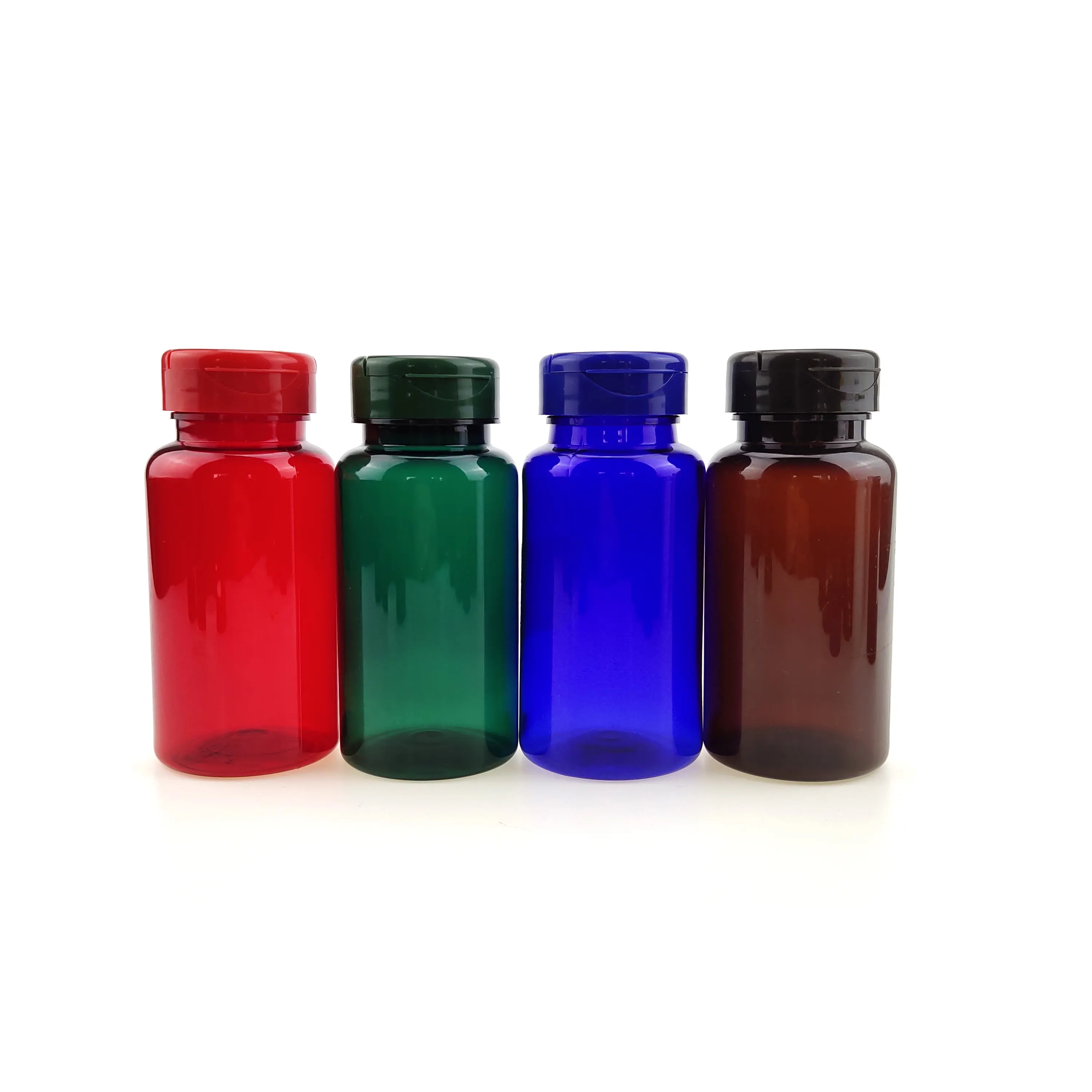 PETフリップトップ空の緑色のプラスチックボトル100mlカプセル包装フリップキャップ空の薬瓶